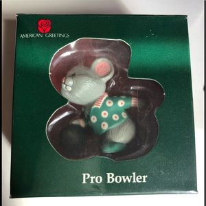 EUC American Greetings Pro Bowler hanging mouse ornament